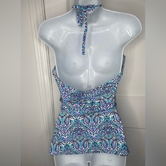 Leilani NWT Blue & White Patterned Halter Bathing Suit Top - Picture 4 of 7